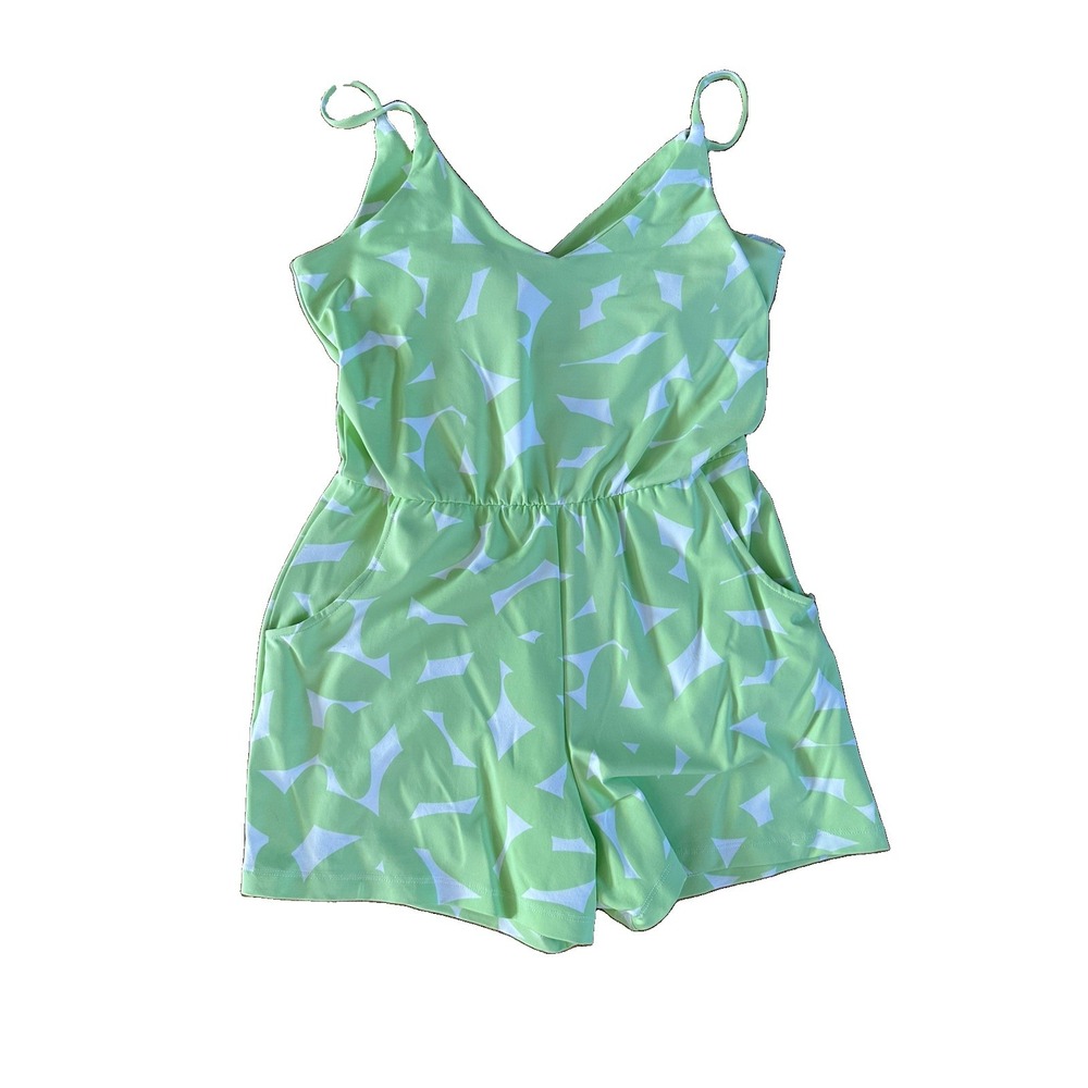 Mahi Gold neon green print Size small vacation Romper
